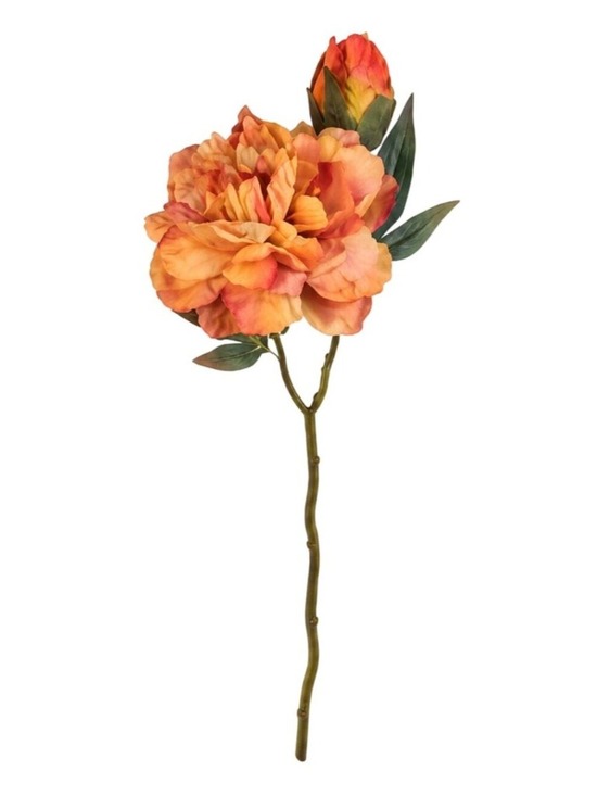 Z-A LLC Other - Peach Coral Faux Peony Stem 18 Inch Artificial Silk Flower 6 Inch Bloom Closed B